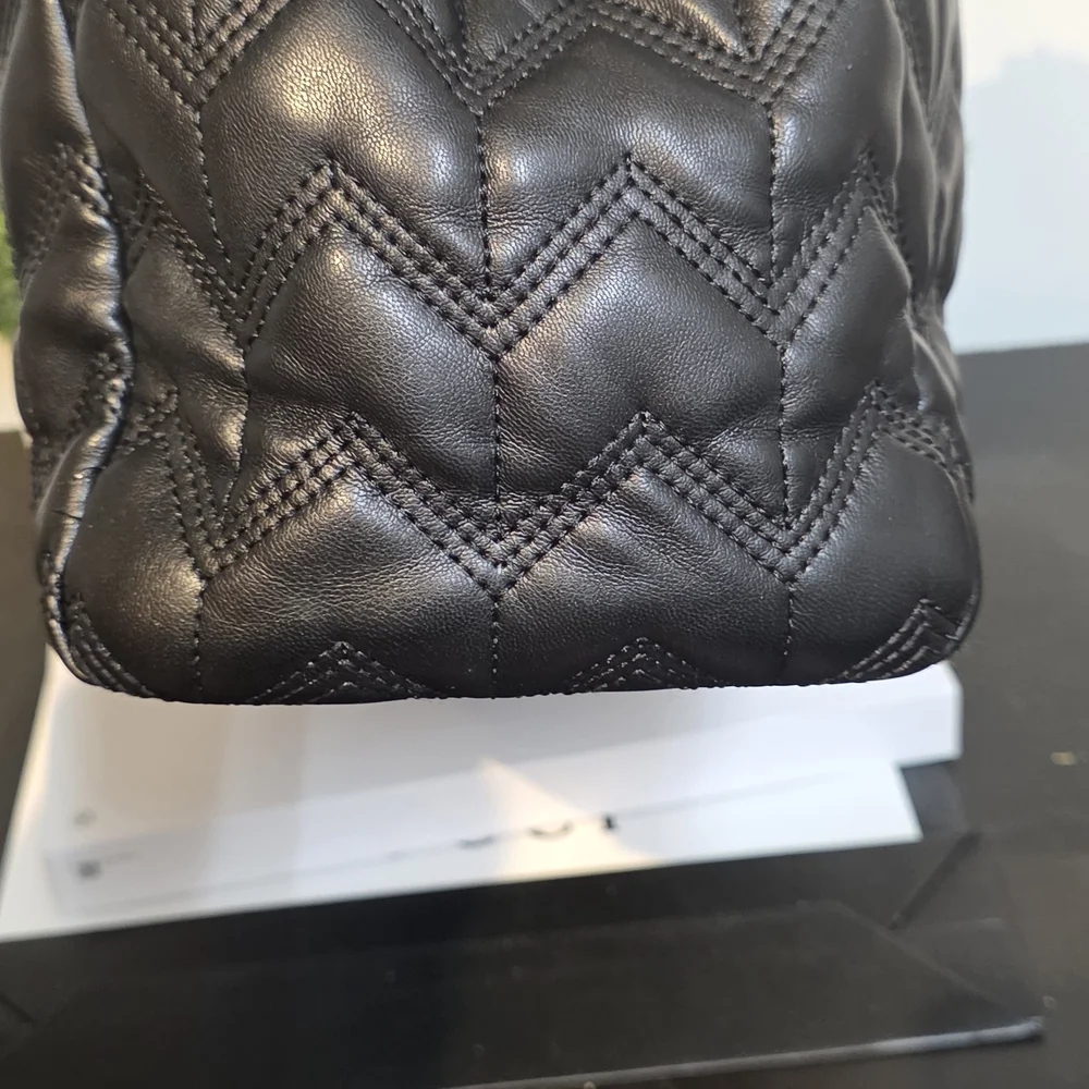 Betsey Johnson Black Quilted Shoulder Bag with Floral Accent - Picture 4 of 10